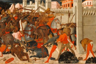 دانلود نقاشی جنگ در مقابل برج و باروی شهر اثر ناشناس