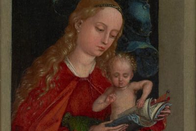 دانلود نقاشی مدونا و کودک کنار پنجره اثر مارتین شونگوئر