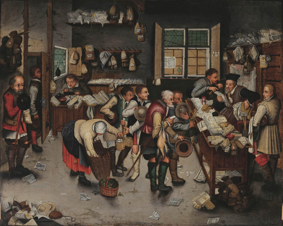 دانلود نقاشی دهقانان در مقابل وکیل مدافع اثر پیتر بروگل جوان