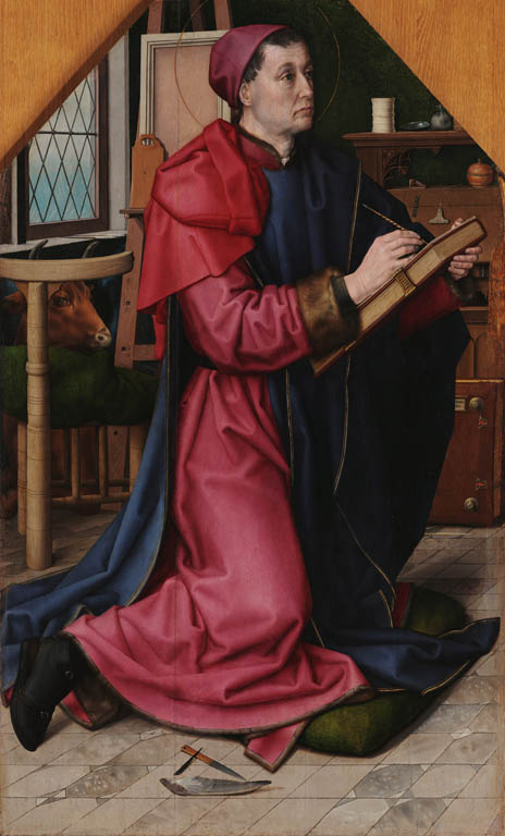 دانلود نقاشی سنت لوک در حال ترسیم باکره اثر هوگو فان در خوس